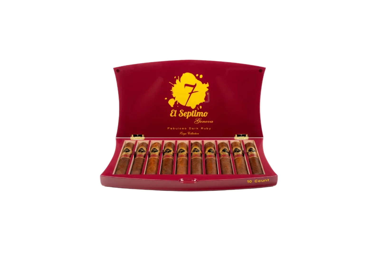 10 count of el septimo fabuloso dark ruby premium cigar in a ruby and gold box