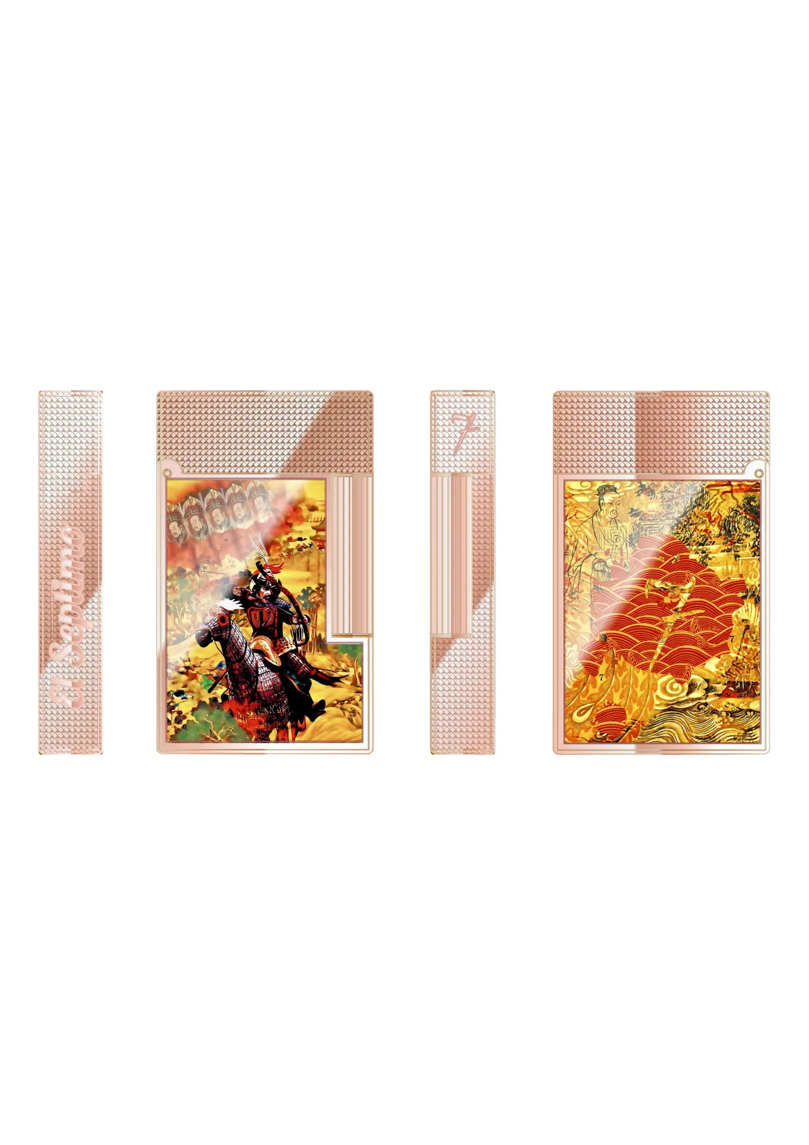 El Septimo and S.T. Dupont perfect ping cigar lighter featuring Emperor Yao a legendary Chinese ruler in rose gold