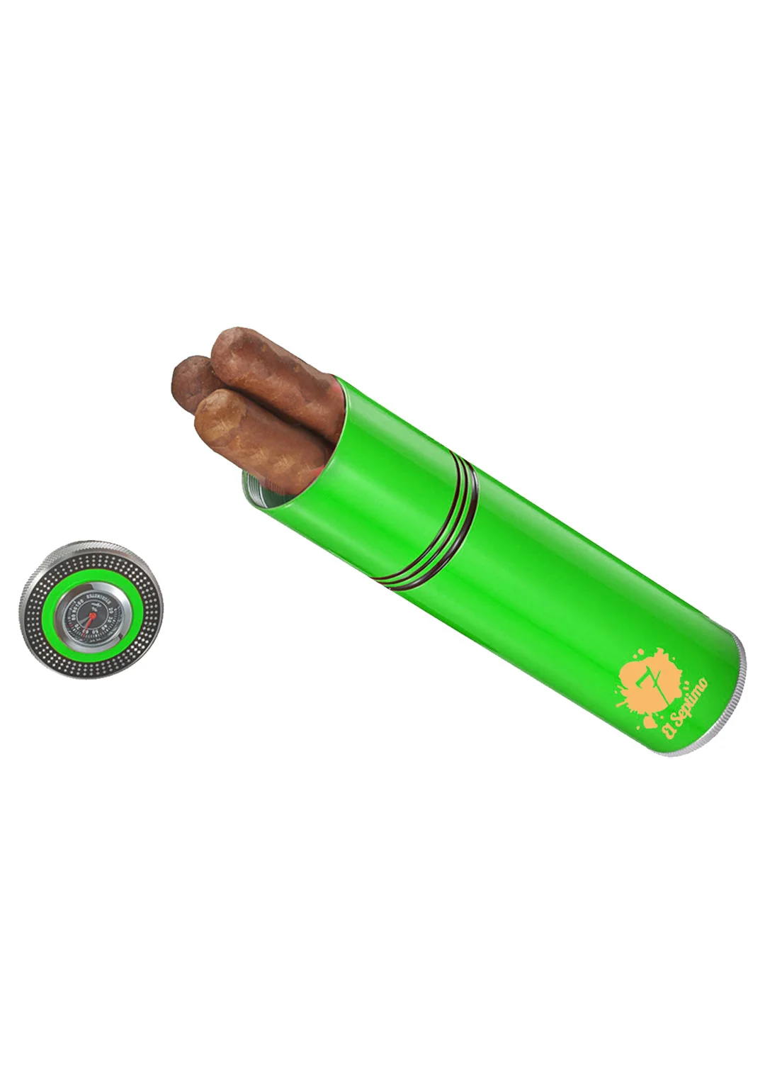 green small travel humidor with 3 premium cigars from cigar in